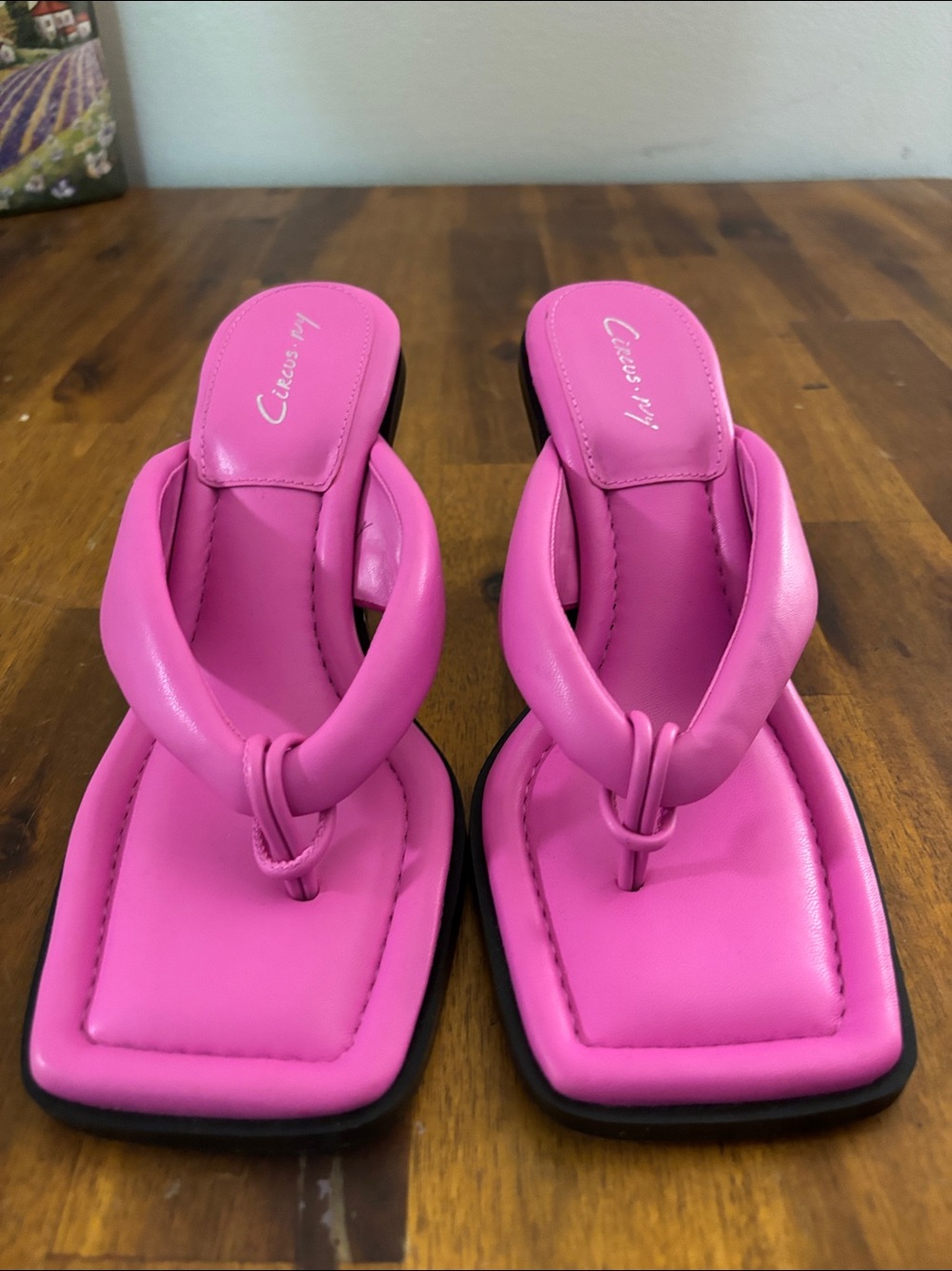 Circus NY by Sam Edelman Pink Colette 8 Square Toe Thong Sandal 3" Heel